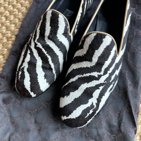 Gucci by Tom Ford pony hair zebra flat loafers Size 37 1/2 - Picture 8 of 9